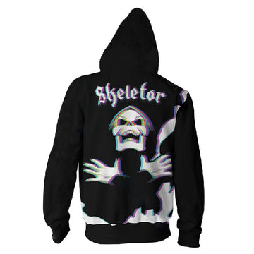 Halloween Disfraz Esqueleto Sudadera con Cremallera y Capucha para Adultos Unisex